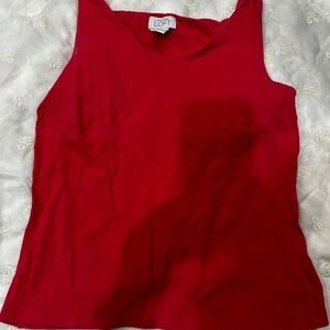 Soft cotton pinkish-red Ann Taylor S tank top with shelf bra.